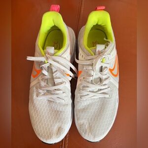 Nike White and Neon Orange Sneakers